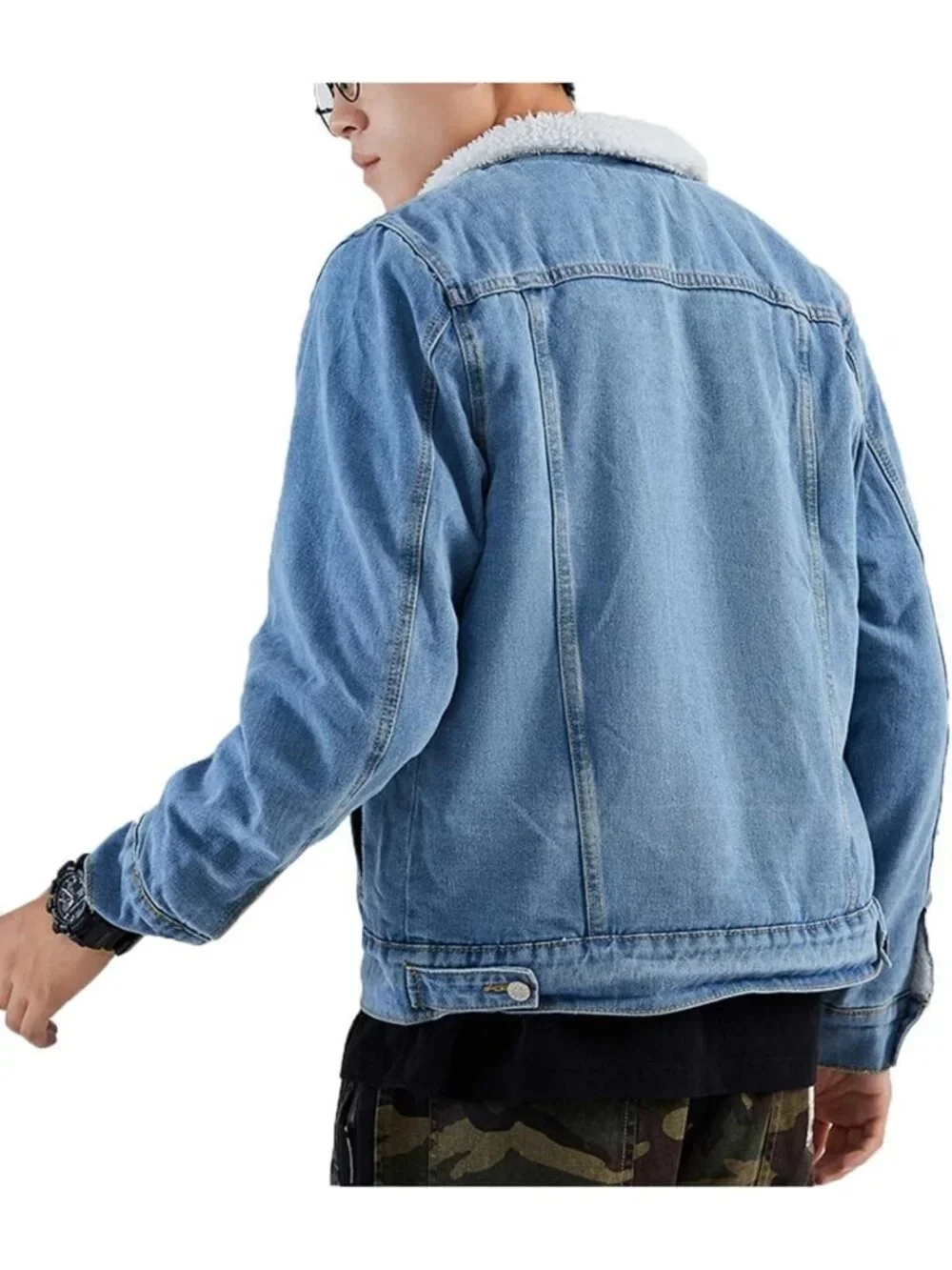 Cozy Sherpa Lined Denim Trucker Jacket for Men - Thick, Stylish Outerwear